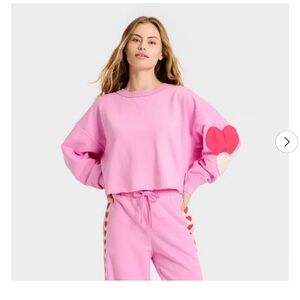 JoyLab Limited Edition Hearts Patchwork Crewneck Sweatshirt Size XXL NWT